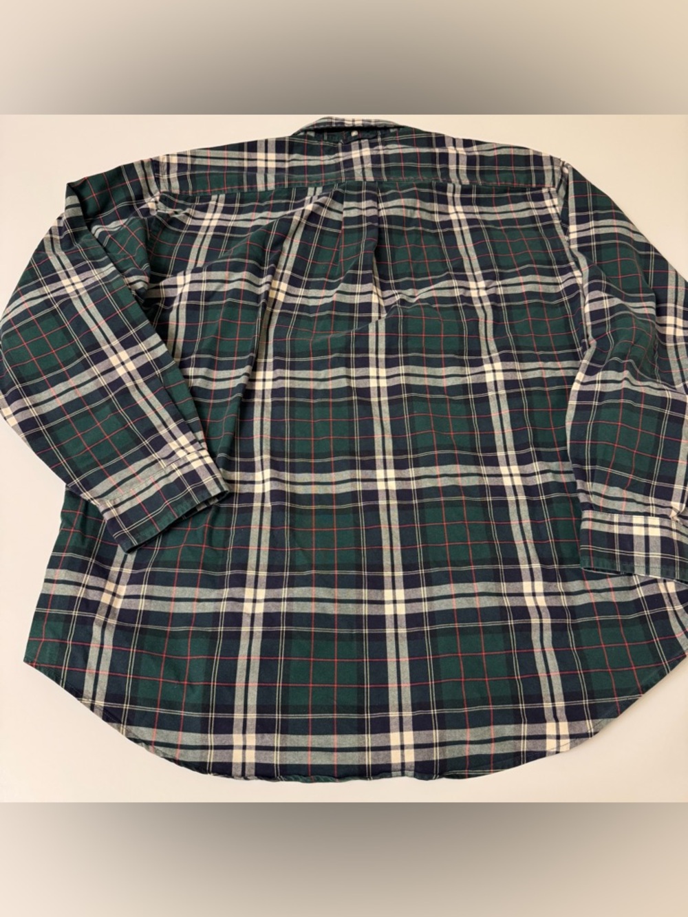 Tommy Hilfiger Green Navy Plaid Button-Down Shirt Size Large - Picture 2 of 8